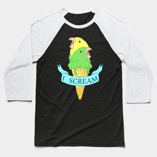 I scream Ice cream Yellow and Green parrotlet Baseball T-Shirt by FandomizedRose